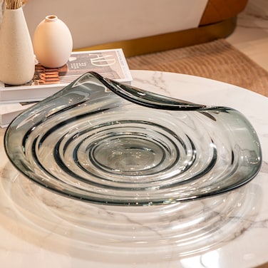 MAAC Home Ethereal Elegance Glass Platter- A Rolled Large Plate