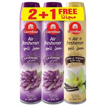 Carrefour Lavender Potpourri And Vanilla Bouquet Air Freshener 300ml Value Pack of 3 Assorted