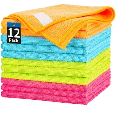 12Pcs Premium Microfiber Cleaning Cloth For Household Cleaning