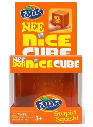 Fanta Nee Doh Stupid Squish Nice Cube, Soft Gel Sensory Fidget Toy, Anxiety Relief Squishy Cube, Fun Collectible Toy for Ages 3+
