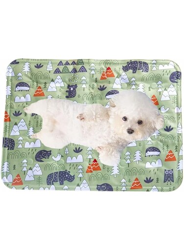 ALAIX Cooling Mat for Dogs Cats Ice Silk Self Dog Cooling Mat Breathable Pet Crate Pad Portable &amp; Washable Pet Cooling Blanket for Outdoor or Home - M