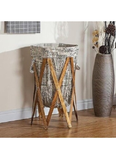 Makeup Toy Foldable Cloth Laundry Basket Bamboo Laundry Hamper Sorter Cart Folding Clothes Laundry Basket Storage with Removable Liner Bag Household Dirty Clothes Hamper Clothes Storage Basket