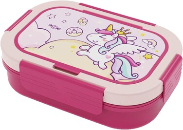 Kids Regular Plastic Bento Lunch Box - Unicorn Design, BPA-Free, Leakproof, Compact School Lunch Container