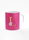 Designer Printed Coffee Mug 11oz Ceramic Personalised Gift Mugs Cup -Custom Monogram Initial Letter Floral Pattern Alphabet - L (Dark Pink Rose)