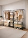 Four-Rail Double Row Clothing Rack with Center Shelves &acirc;&euro;&ldquo; Heavy Duty 4-Tier Quadruple Hanging Garment Organizer with Bottom Storage Shelf, Space-Saving Clothes Hanging Stand for Bedroom, Laundry Room &amp; Balcony, 80kg Load Large Capacity Featuring Four Horizontal Bars for Hanging Clothes, Laundry Room, Balcony, Bedroom Sheets, Quilts, Blanket, Coats, Skirts, Shirts, Hats, Sweaters Holder 200cm, Black