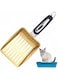 JDLYEVER Metal Cat Litter Scoop, Pet Cleaning Tool with Fine Mesh Holes for Quick Sifting and Sand Saving, One-Scoop Clean, Hygienic Storage with Hook, Ideal for Easy Pet Care, 25.2x10.8cm, (gold)