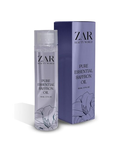 Zar Essential Oil for Skin &amp; Hair: 100% Pure   Reduces Dandruff   Strengthens &amp; Stimulates Hair Growth   Promotes Silky Hair   Enhances Skin Tone &amp; Texture - 50ml (50ML, Saffron)