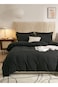 Home Single Size 4 Pieces Bedding Set Washable Cotton Black 160x210cm.