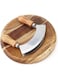 TERRIFI Double Blade Chopping Knife with Round Cutting Board, Stainless Steel Mezzaluna Pizza Cutter Rocker Knife, Salad Chopper and Mincing Knife Set