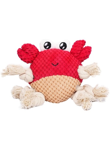 Crab-Shaped Plush Dog Toy &ndash; Soft &amp; Durable Pet Chew Toy with Squeaky Airbag Sound, Rope Legs for Tug &amp; Molar Resistance &ndash; Interactive and Bite-Resistant
