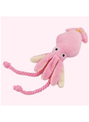 Pet Octopus Plush Rope Toy, 34 cm Pink Squeaky Dog Toy
