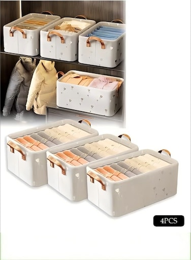 4 Pcs Wardrobe Clothes Organizer, oxford cloth foldable storage box&iuml;&frac14;&OElig;with handles, wear resistant and easy to clean&iuml;&frac14;&OElig;for storing shirts, sweaters, T shirts, jeans, 47*28*20cm
