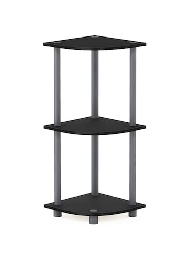 Furinno Turn-N-Tube 3-Tier Corner Display Rack Multipurpose Shelving Unit, Black/Grey (12077Bk/Gy)