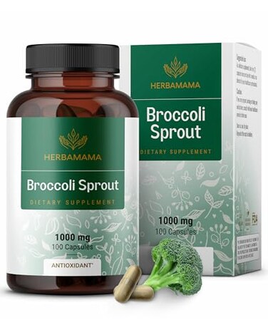 Herbamama Broccoli Sprouts Extract Capsules - Vegetable Supplement To Support Immune System, Brain &amp; Heart Function - Promotes Natural Cell Growth - Vegan, Non-GMO Formula - 1000Mg, 100 Caps