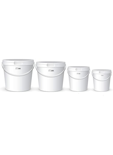 Artc White Plastic Bucket With Lid Yogurt Container multipurpose bucket 4pcs Set