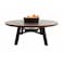 Light Round Wood-Burning Fire Pit Table for Patio &ndash; 135x135x52 cm, Compact Outdoor Dining Table with Fire Pit Center, Robust and Stylish for Backyard or Garden, Dark Mahogany/Black