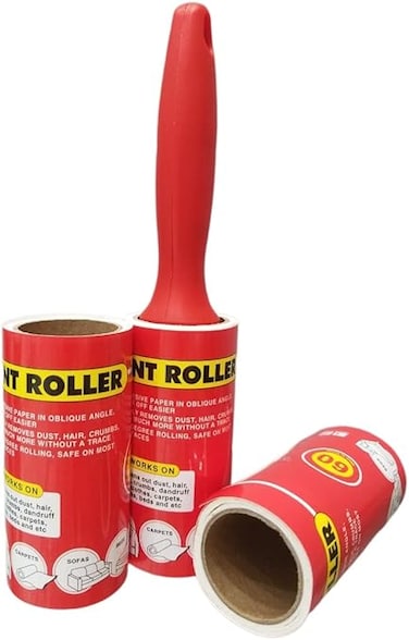 Lint Roller Clothes Brush, Pet Hair Remover, Value Pack/3 Rollers, RED,