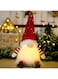 Christmas Light Up Gnome, Elf Gonk Christmas LED Light, Handmade Christmas Swedish Santa Gnomes with Light, Glitter Hat Christmas Craft (Red)