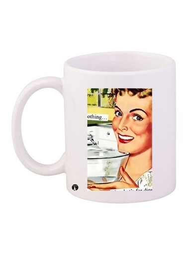 Lady Printed Coffee Mug White/Beige/Green 11ounce