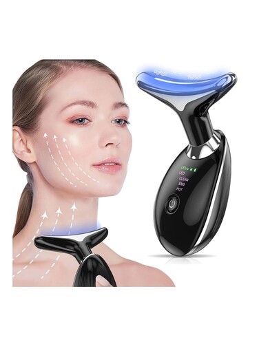 جهاز مساج للوجه مضاد للتجاعيد للوجه والرقبة ، أداة نحت الوجه ، جهاز تدليك بالاهتزاز مع 3 أوضاع ألوان للعناية بالبشرة ، مشدود ، ناعم ويشد البشرة المترهلة