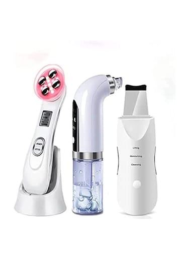 Blackhead Remover, Hydrafacial Machine, Skin Scrubber and Skin Spatula Package Comedones Extractor for Facial Deep Cleansing (3 Pieces)