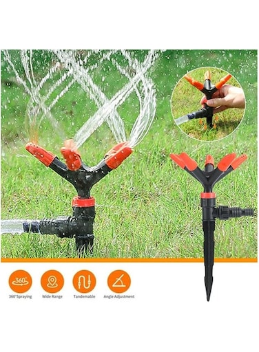 رشاش حديقة بخمسة أذرع، دوران تلقائي بزاوية 360 درجة، نظام ري قابل للتعديل للمناطق الخارجية الكبيرة - ري فعال للحدائق