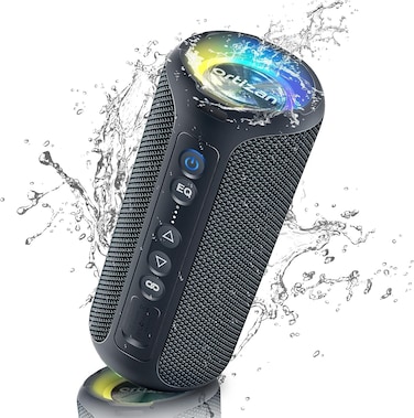 Ortizan Bluetooth Speakers, 40W Loud Stereo Portable Wireless Speaker, IPX7 Waterproof Shower Speakers with Bluetooth 5.3, Deep Bass, LED Light, Microphone, True Wireless Stereo for Home, Outdoor