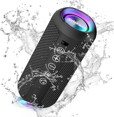 Ortizan Portable Bluetooth Speakers, IPX7 Waterproof Wireless Speaker with 24W Loud Stereo Sound, Outdoor Speaker with Bluetooth 5.3, Deep Bass, RGB Lights, Dual Pairing, 30H Playtime for Home, Party