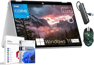 HP OmniBook 5 Flip 2-in-1 Laptop, 14" 2K Touchscreen Laptop, Intel 10-Core 5 120U, 8GB LPDDR5 RAM &bull; 2TB SSD &bull; Wi-Fi 6E &bull; Bluetooth 5.3 &bull; Windows 11 Pro Bundle with Microsoft Office 2021
