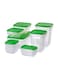 Set Of 17 Plastic Food Container With Lid Clear/Green