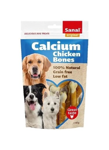 Sanal Dog Calcium Chicken Bones pouche 12x80g