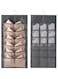 Erweicet Closet Hanging Organizer for Undergarments, Wall Shelf Wardrobe Storage Bags for Storing Socks, Underwear with Hooks, Grey