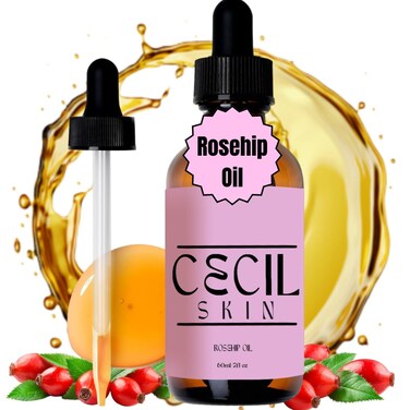100% Organic Rosehip Oil for Anti-Aging, 60ml (2 oz), Vitamin A Moisturizer for Face, Hair &amp; Nails, Enhanced Absorption, Deep Hydration, 30-Day Satisfaction Guarantee