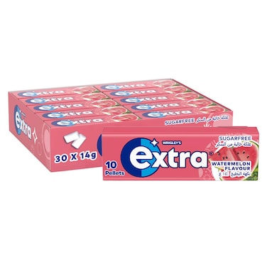 Wrigley's Extra Gum Watermelon, Sugar Free Chewing Gum Pack of 30x10 Pellets