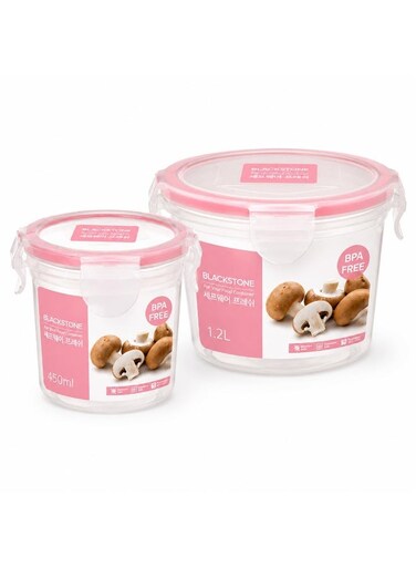 BLACKSTONE Round Plastic Food Storage Container Set for Leftovers, Meal Prep and Snacks, Includes 1.2L and 450ml Containers, BPA-Free