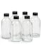 150ml Glass Bottles with Black Plastic Lids, 6 Pcs&ndash; Leak-Proof Small Round Glass Jars for Water, Juice, Oil, Spices, Condiments, DIY Beauty Products, Kitchen Storage, Travel, and Pantry Organizer