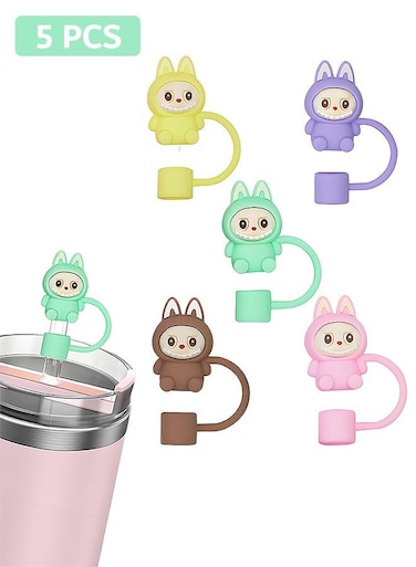 5 Pcs Silicone Straw Covers Cap, Reusable Straw Covers Cap, Dust-Proof Protectors for Water Bottle