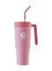 Stainless Steel Tumbler Vacuum 1200 ML Straw Lid Stainless Steel Insulated Travel Mug Cup Holder Friendly Keeps Cold Pink