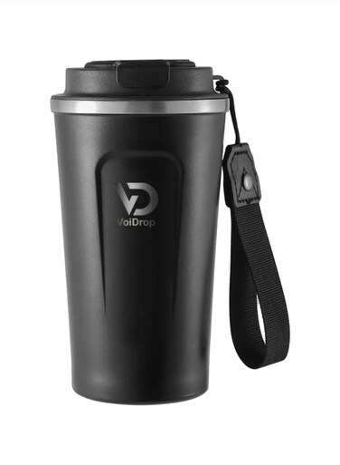 أكواب سفر  - كوب سعة 16 أونصة - كوب قهوة مقاوم للانسكاب مع غطاء - كوب للمشروبات الساخنة - كوب حراري - أكواب قهوة للحفاظ على القهوة الساخنة/الثلجية (أسود فحمي 500 مل)