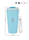 500ML Coffee Travel Mug Stainless Steel Insulated Spill Proof with Sipper and strap Lid hot &amp; iced beverage powder coating tumbler 16oz (Sky Blue)