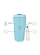 500ML Coffee Travel Mug Stainless Steel Insulated Spill Proof with Sipper and strap Lid hot &amp; iced beverage powder coating tumbler 16oz (Sky Blue)