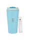 500ML Coffee Travel Mug Stainless Steel Insulated Spill Proof with Sipper and strap Lid hot &amp; iced beverage powder coating tumbler 16oz (Sky Blue)