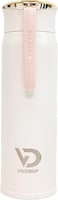 VOIDROP-Small Insulated Water Bottle16OZ 450ML- Stainless Steel Water Bottle With Golden Lid-Water Bottle With Silicon Strap-Hydrate Water Bottle-Tumbler Water Bottle (Harp Grey)