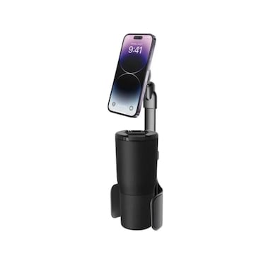 2-in-1 Magnetic Car Phone Holder with Cup Holder Mount, Adjustable 360&deg; Rotation for Smartphones
