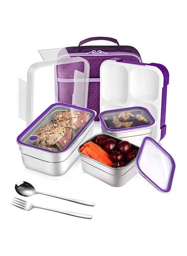 Stainless Steel Lunch Box for Kids Adults,Insulated Bento Lunch Box with Tableware and Bag 1260ml