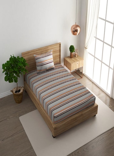 2-Piece Single Cotton Bedsheet Set 180 TC &acirc;&euro;&ldquo; Soft, Breathable with 1 Pillow Cover