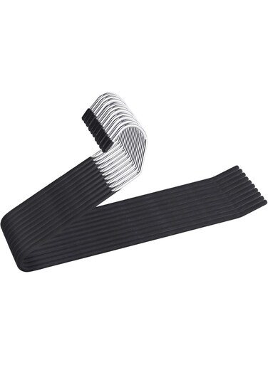 PCS Non Slip Pants Hangers Open Ended Easy Slid Slacks Hangers, Durable Anti-Rust Space Saving Metal Jeans Hangers, Chrome and Black Friction