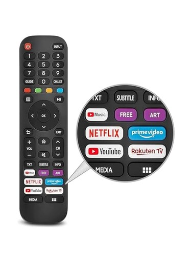 TV Remote Universal Replacement for Hisense-VIDAA-TV-Remote, New Upgraded Infrared Hisense Remote Control EN2G30H/EN2A30,with Netflix, Prime Video, YouTube, Rakuten TV Buttons