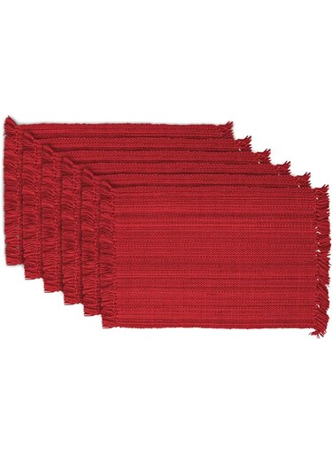 DII Variegated Tabletop Collection, Placemat Set3x19, Tango Red, 6 Piece