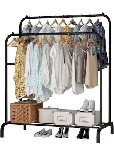 Clothes Rack Multifunctional Clothes Coat Shelf Home Bedroom Storage Organizer Double Metal Stand